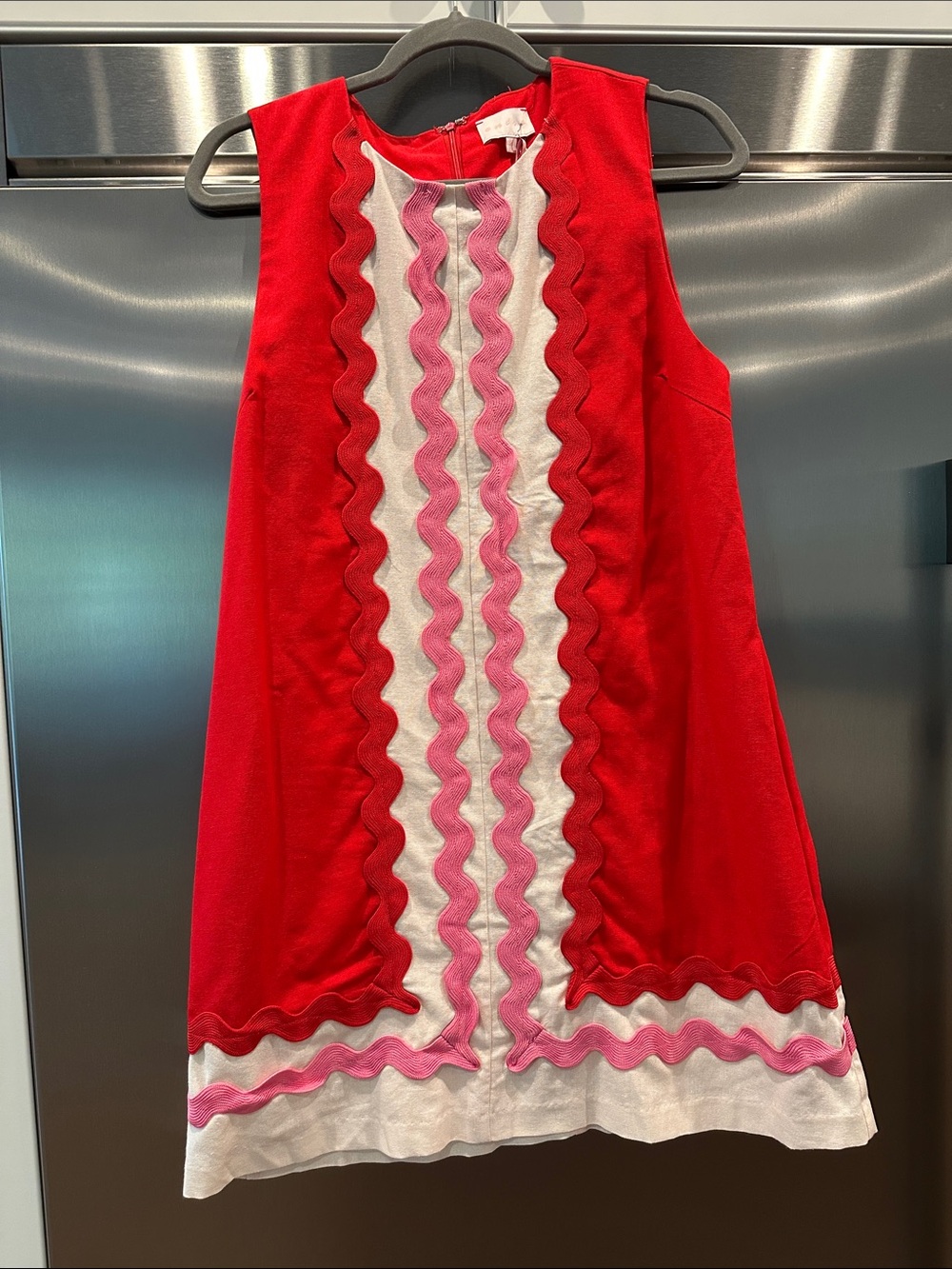 entro Red Sleeveless Mini Dress with Pink & White Trim